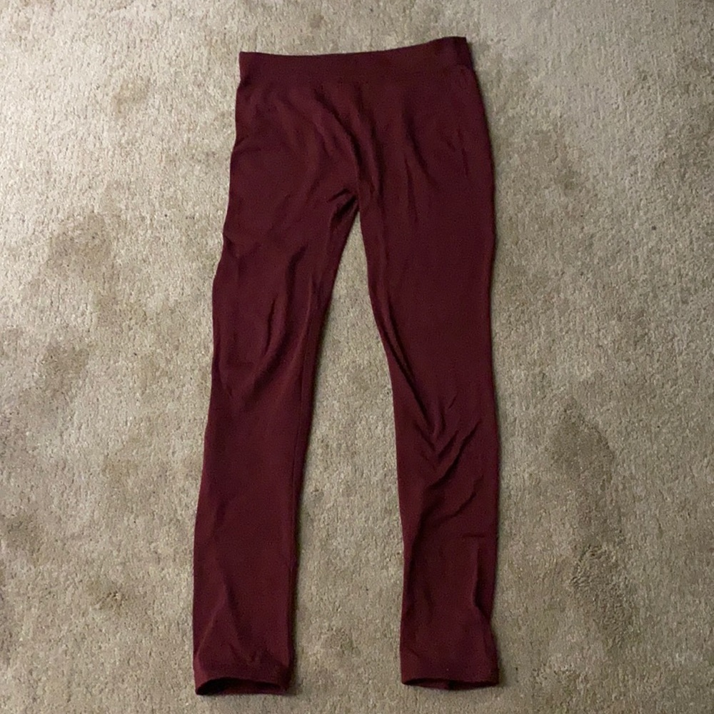 Burgundy Fleece Lined Leggings